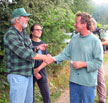 Mike Jani speaking to landowner near Fear Gully road area - Forest Defenders
