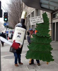 Chainsaw Wine protest in Sacramento