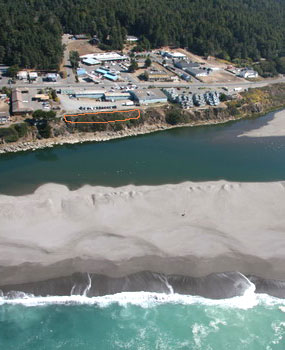 bluff above Gualala River estuary, with location of proposed retaining structure